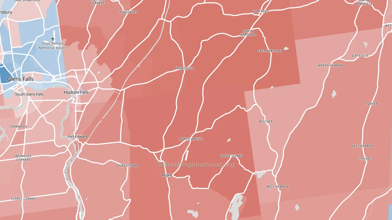 Washington County, NY block-group political-lean map