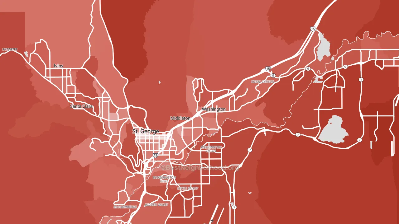 Washington County, UT block-group political-lean map