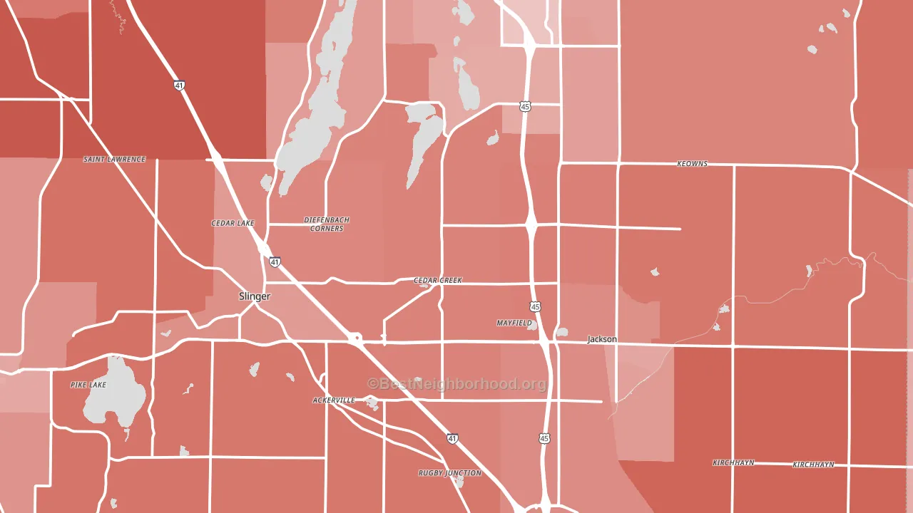 Washington County, WI block-group political-lean map