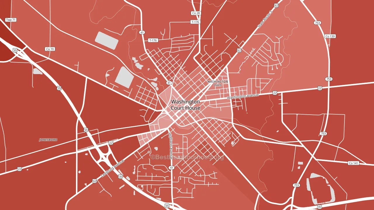 Washington Court House Historic District, Washington Court H block-group political-lean map