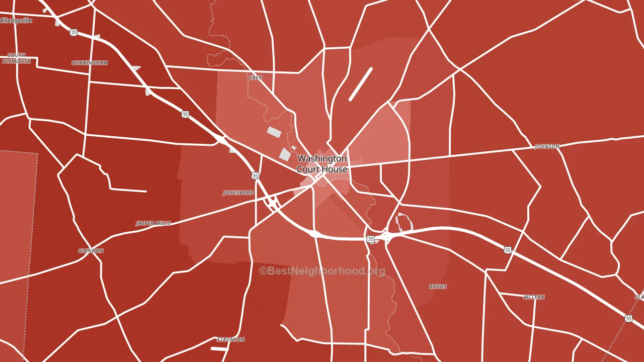 Washington Court House, OH block-group political-lean map