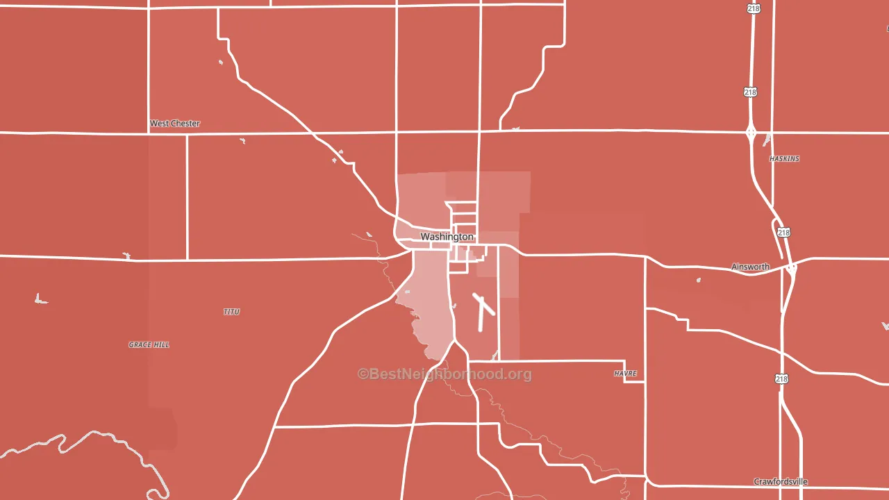 Washington, IA block-group political-lean map