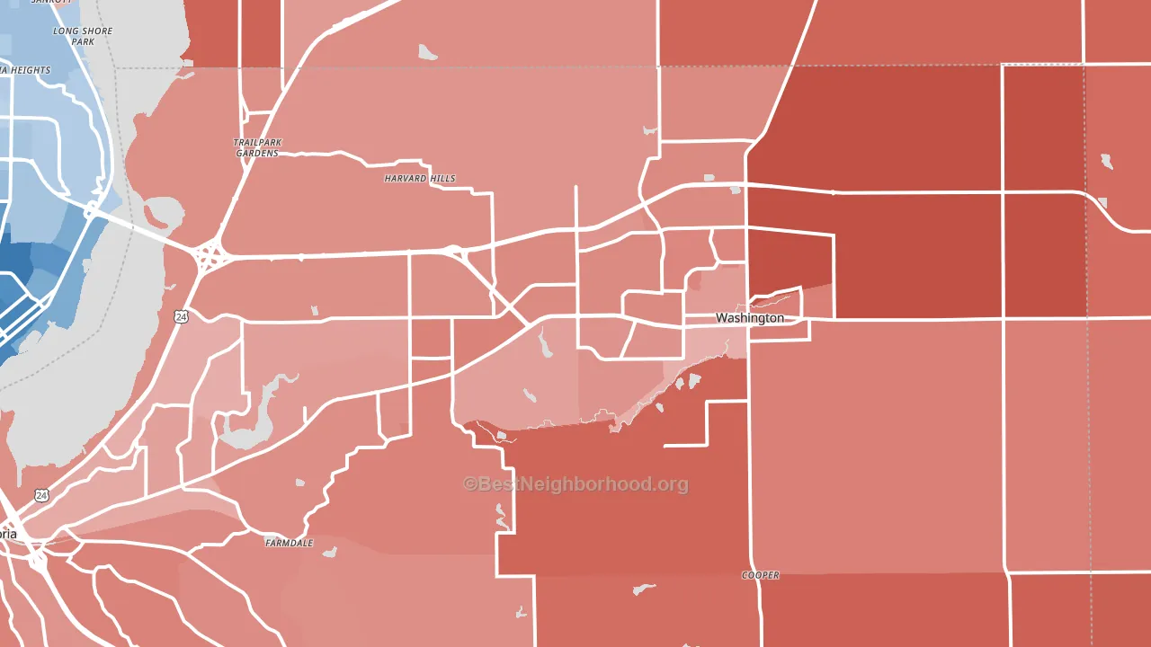 Washington, IL block-group political-lean map