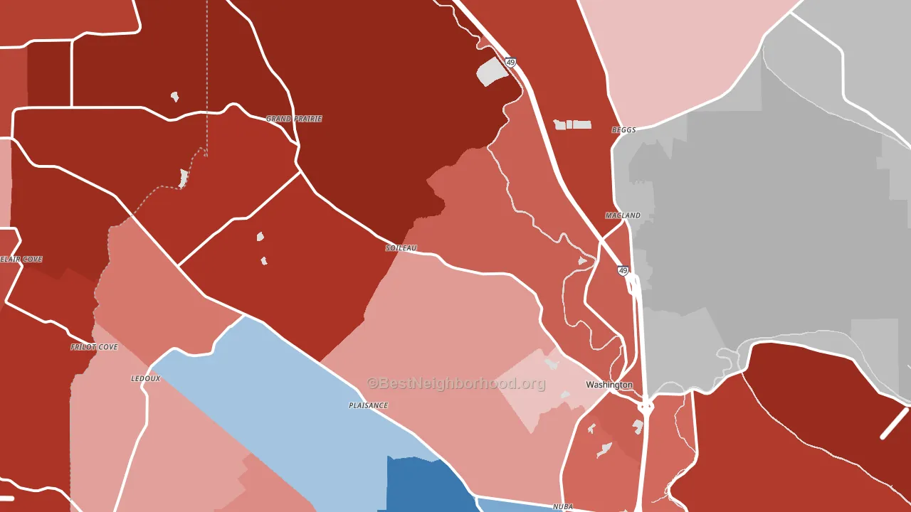 Washington, LA block-group political-lean map
