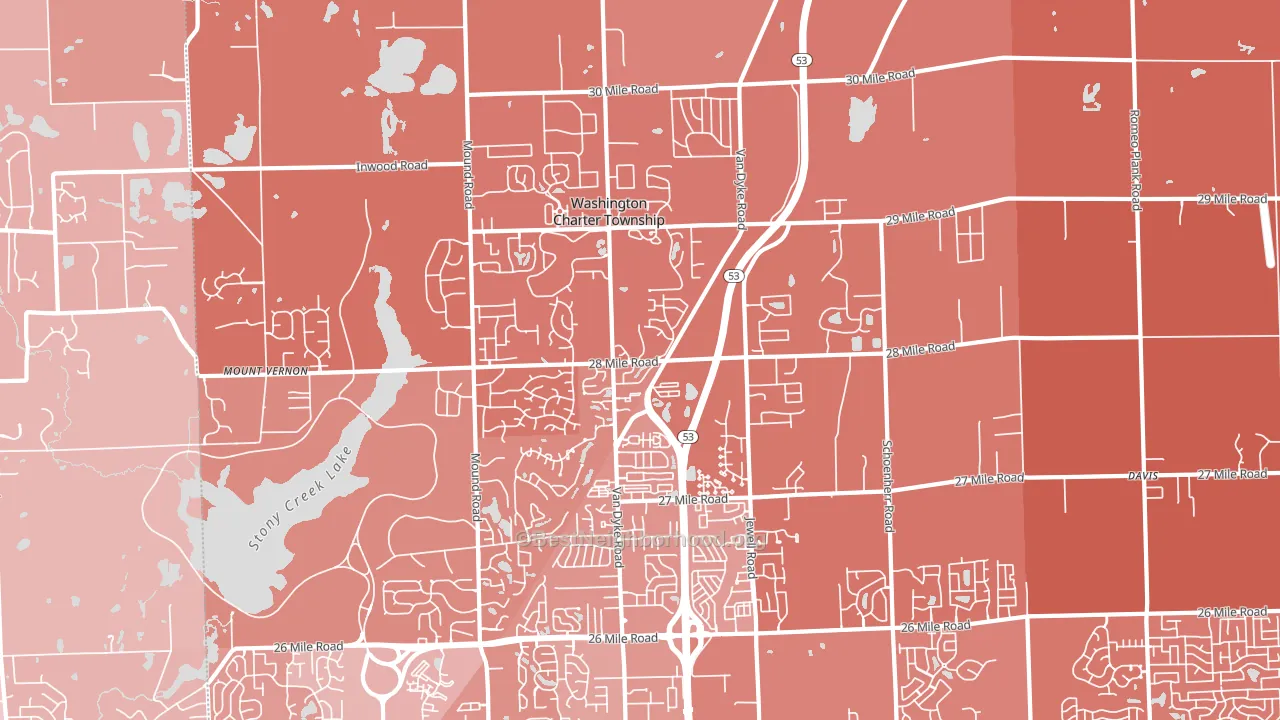Washington, MI block-group political-lean map