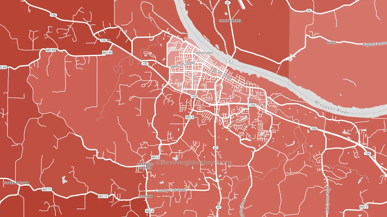 Washington, MO block-group political-lean map