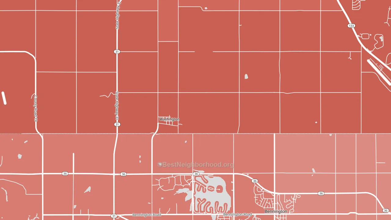 Washington, NE block-group political-lean map