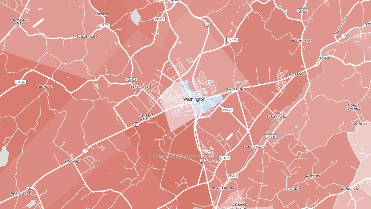 Washington, NJ block-group political-lean map