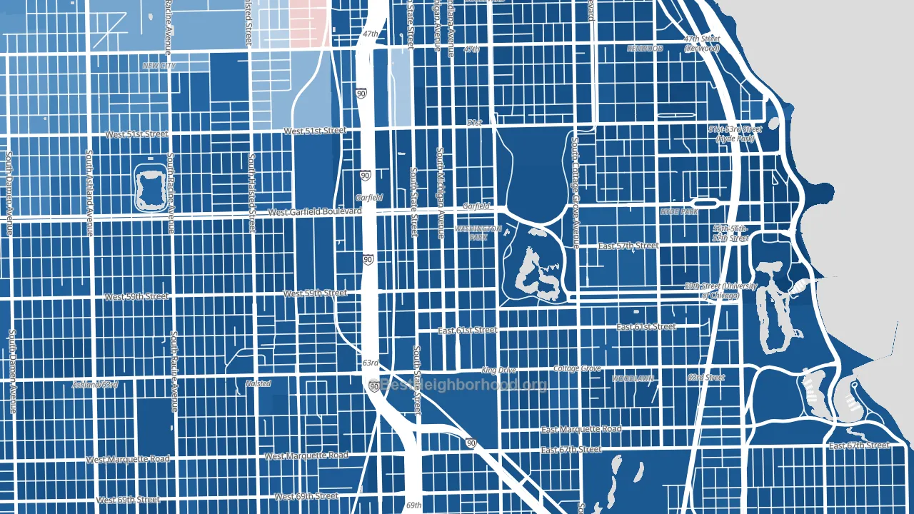 Washington Park, Chicago, IL block-group political-lean map