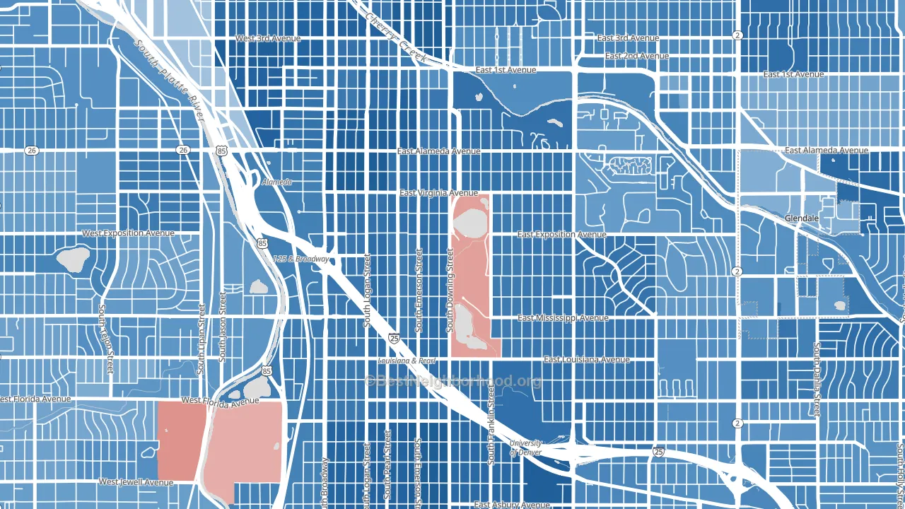 Washington Park, Denver, CO block-group political-lean map