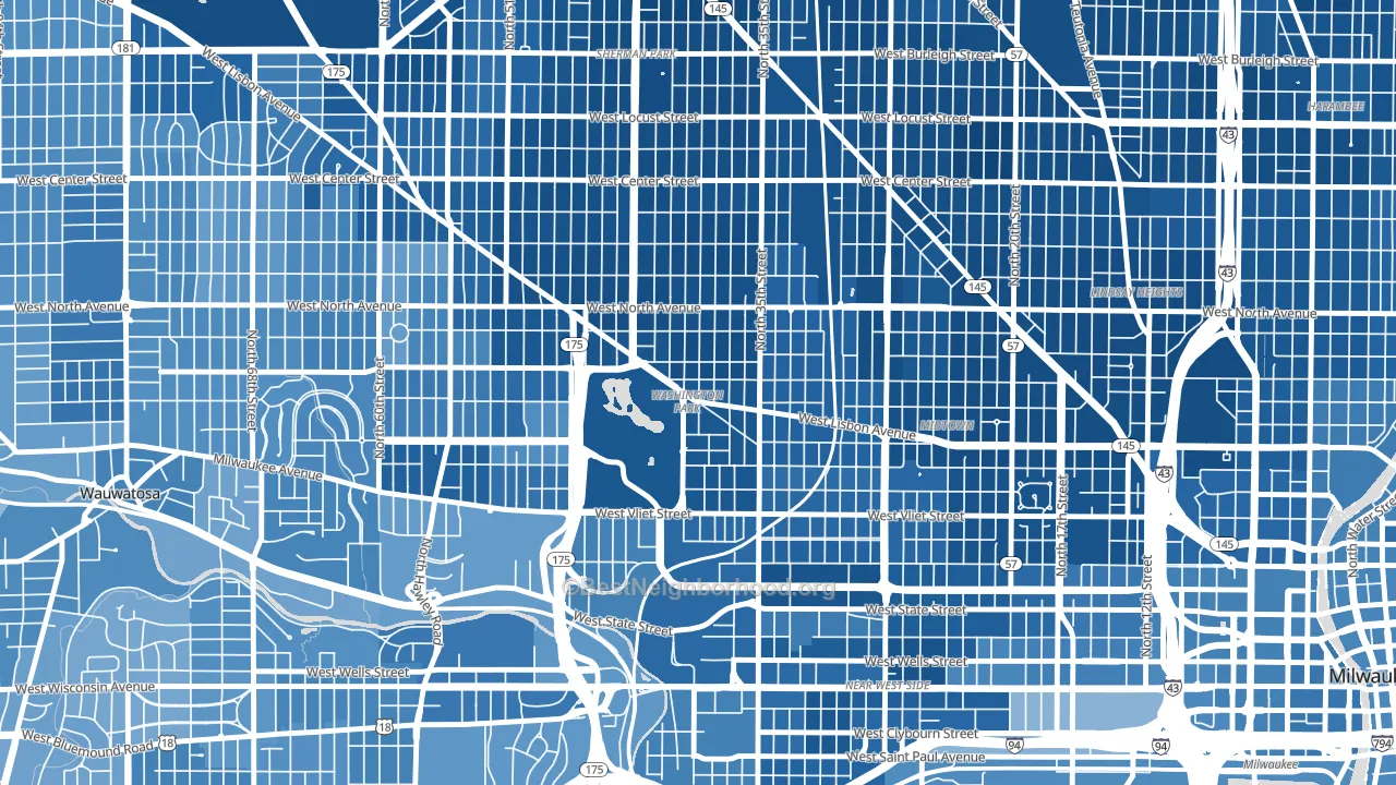 Washington Park, Milwaukee, WI block-group political-lean map