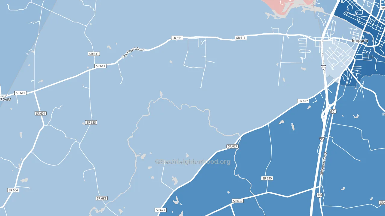 Washington Park, VA block-group political-lean map