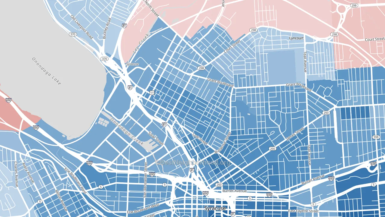 Washington Square, Syracuse, NY block-group political-lean map