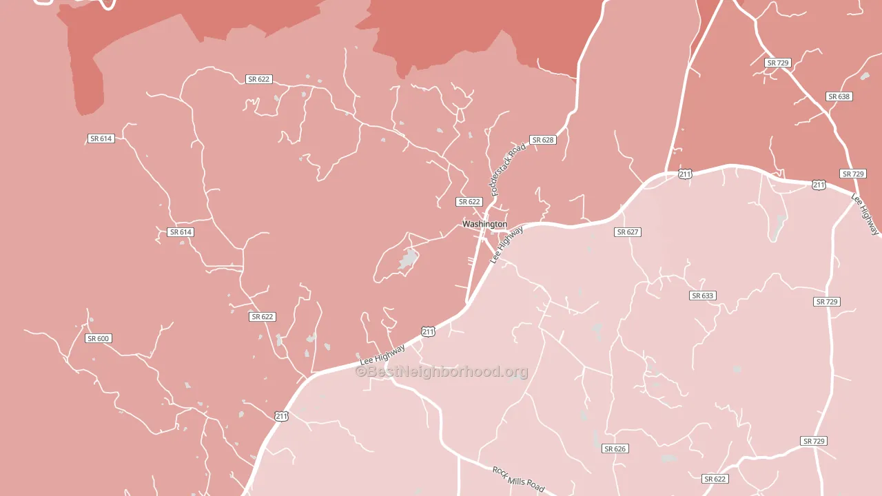 Washington, VA block-group political-lean map