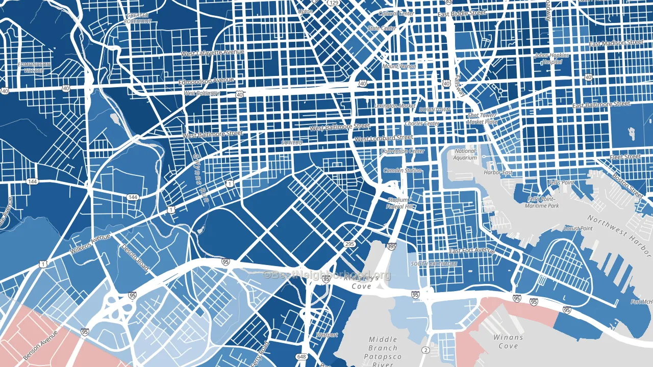 Washington Village, Baltimore, MD block-group political-lean map