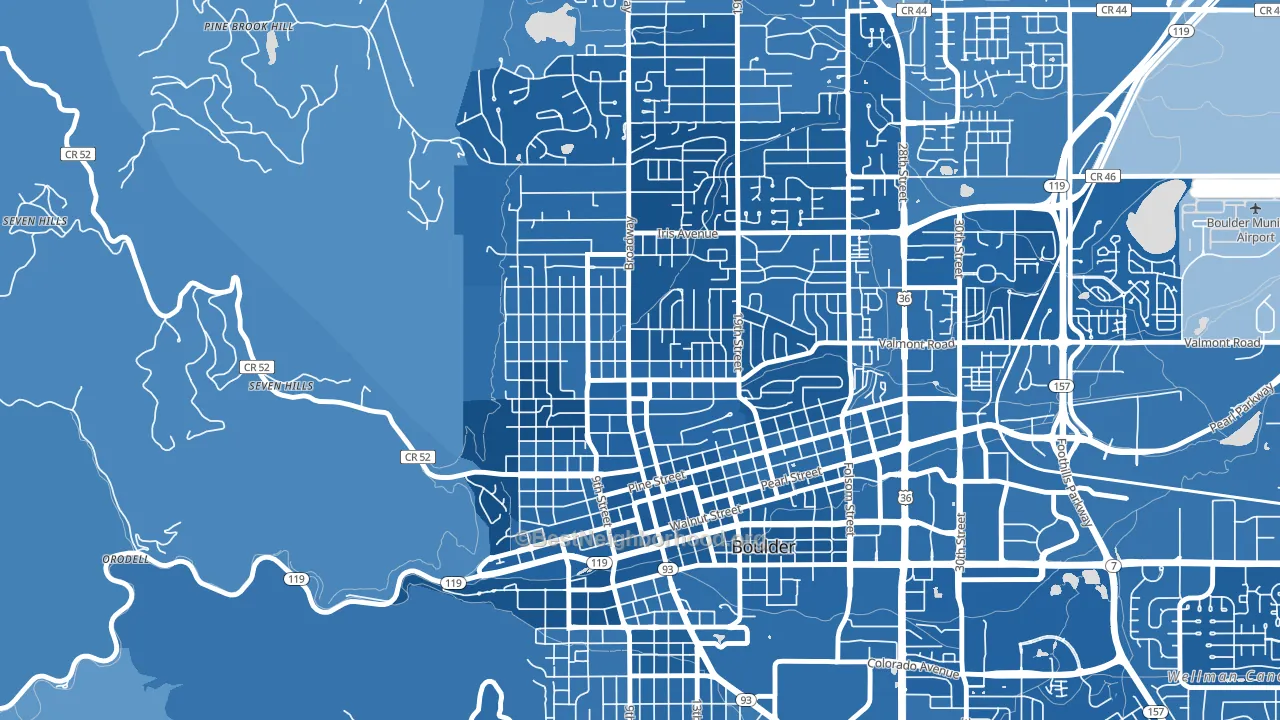 Washington Village, Boulder, CO block-group political-lean map