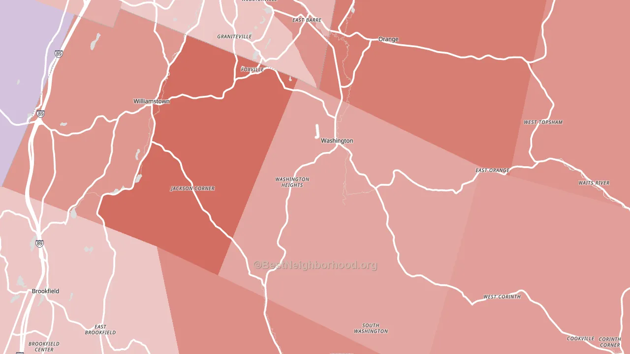 Washington, VT block-group political-lean map
