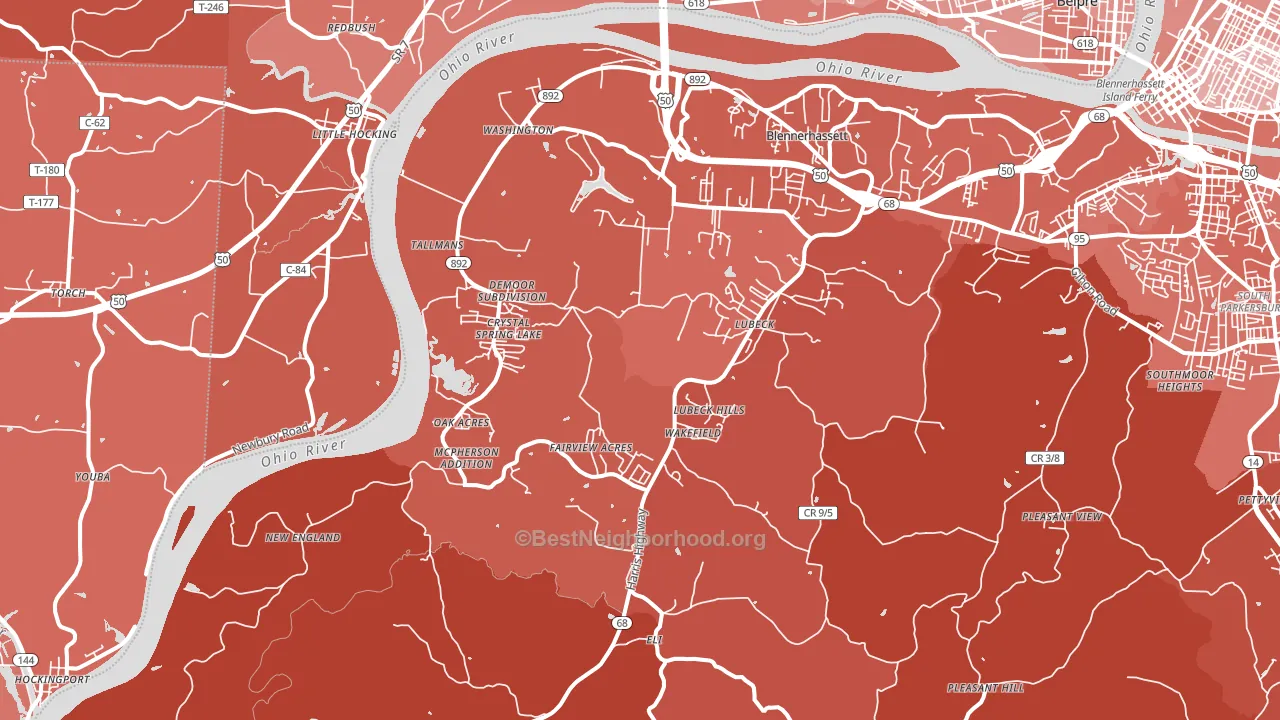 Washington, WV block-group political-lean map