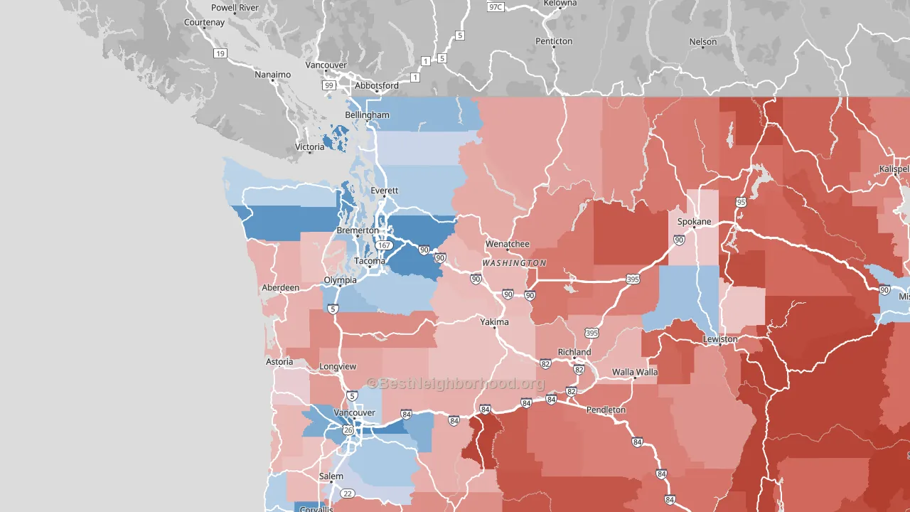 Washington block-group political-lean map