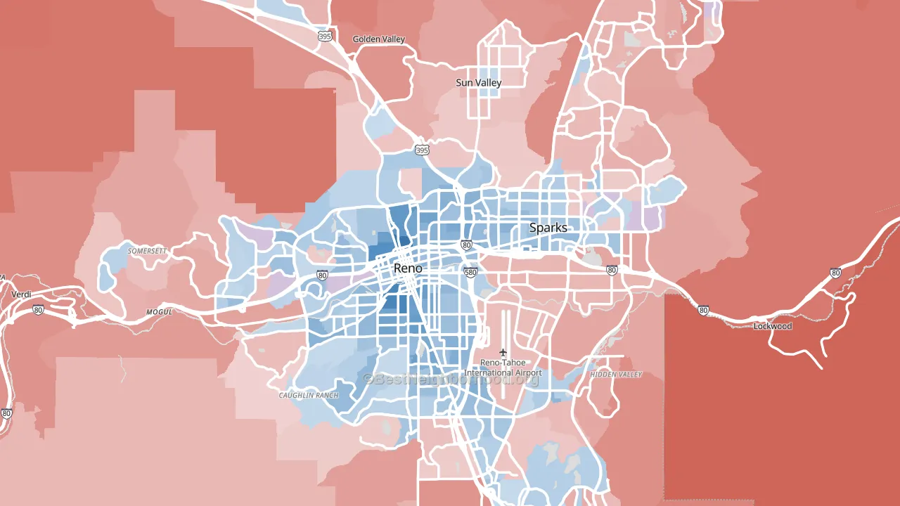 Washoe County, NV block-group political-lean map
