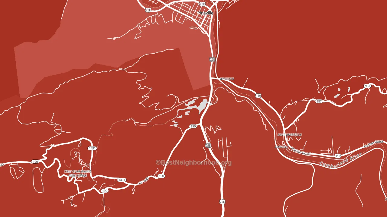 Wasioto, KY block-group political-lean map