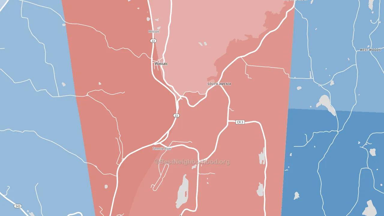 Wassaic, NY block-group political-lean map