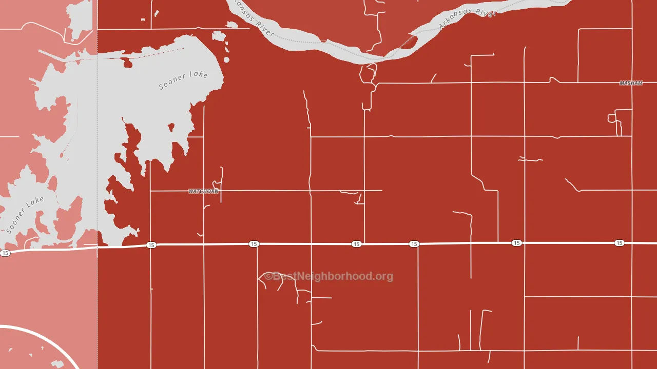 Watchorn, OK block-group political-lean map