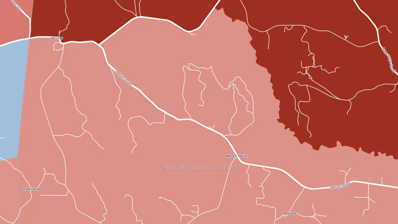 Water Valley, AL block-group political-lean map