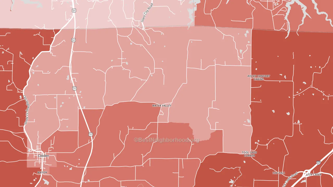 Water Valley, IL block-group political-lean map