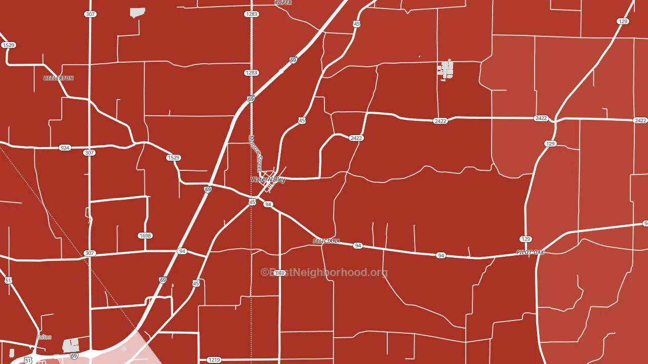 Water Valley, KY block-group political-lean map