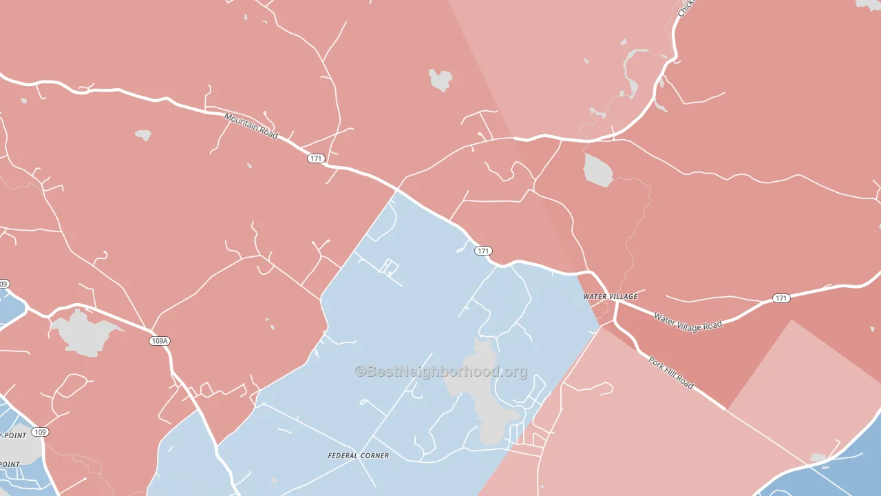 Water Village, NH block-group political-lean map
