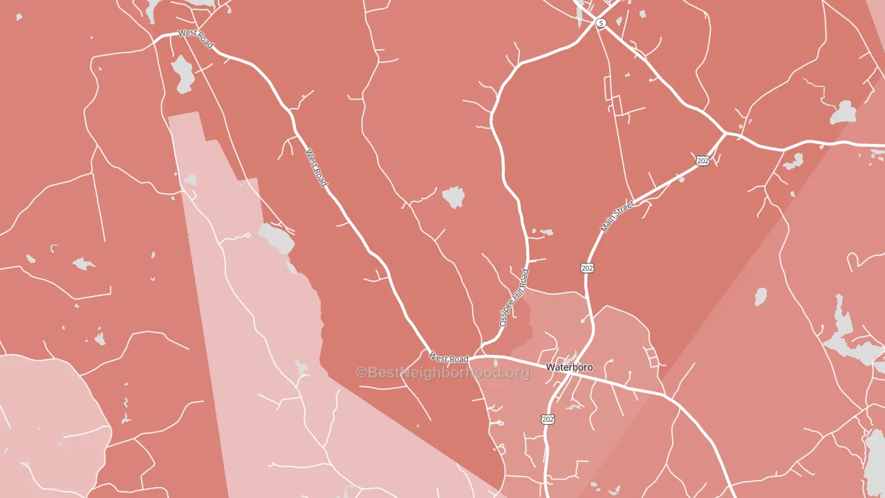 Waterboro, ME block-group political-lean map