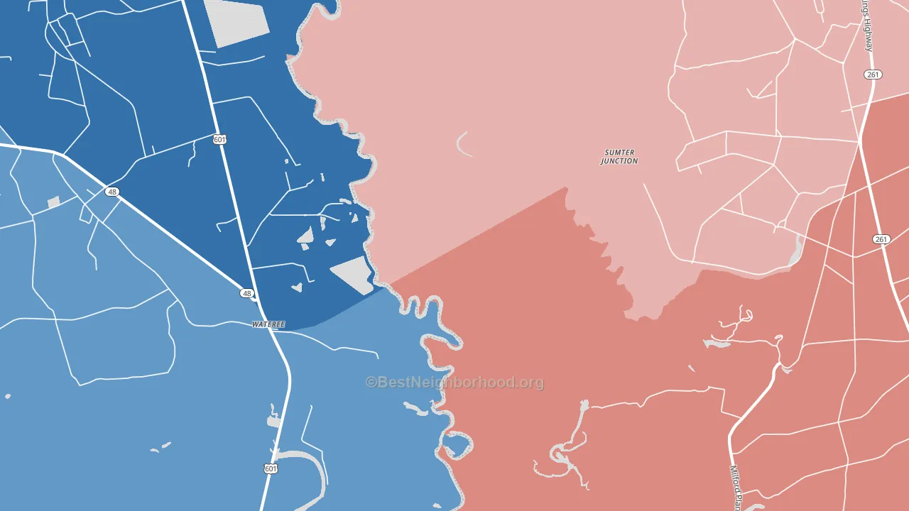 Wateree, SC block-group political-lean map