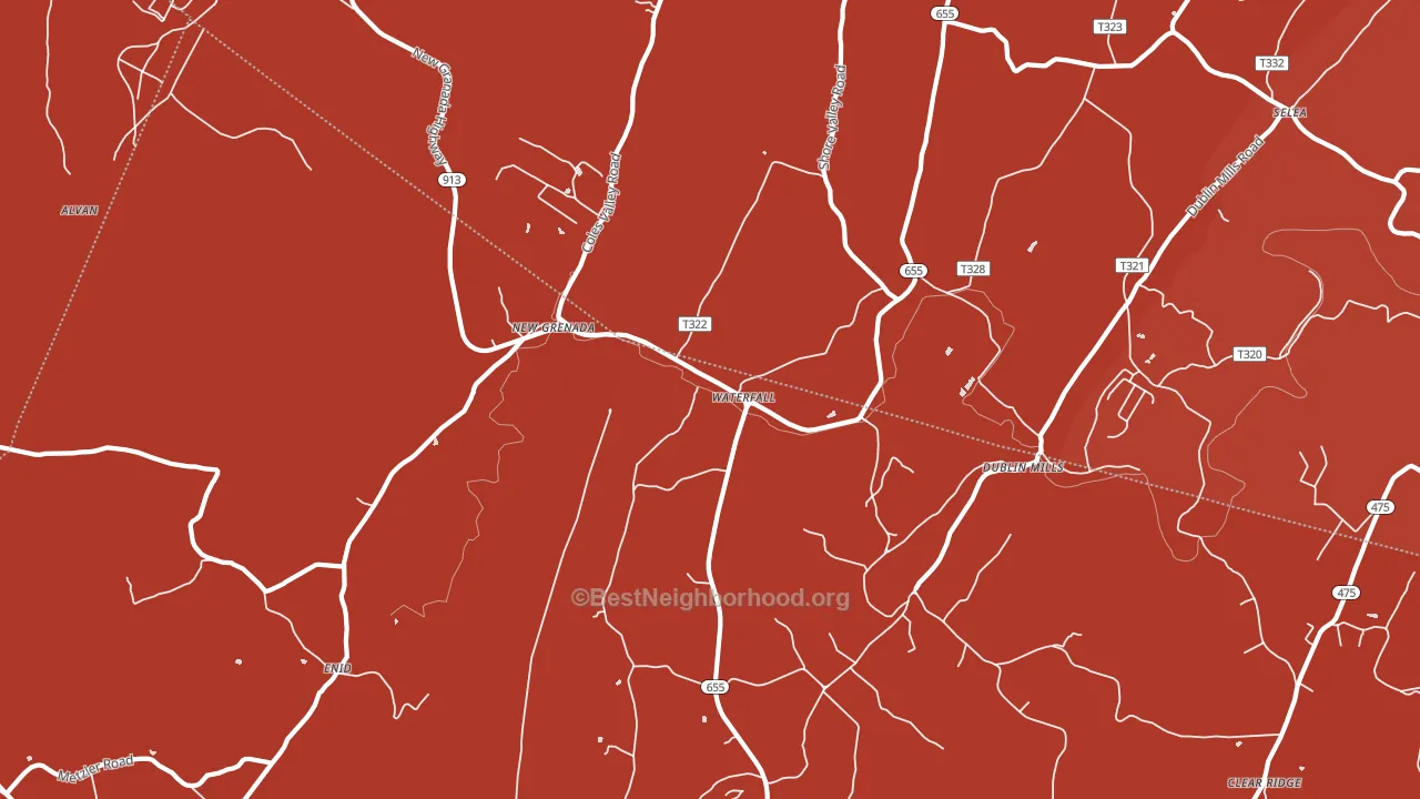 Waterfall, PA block-group political-lean map