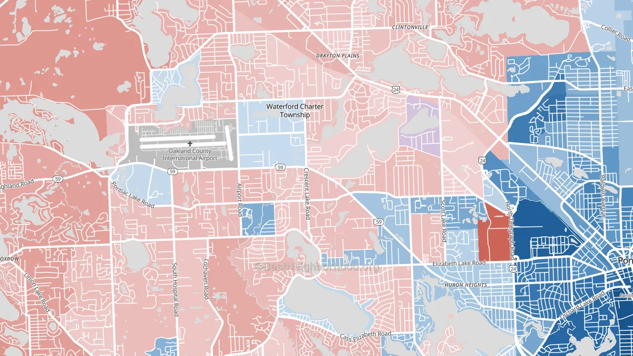 Waterford, MI block-group political-lean map
