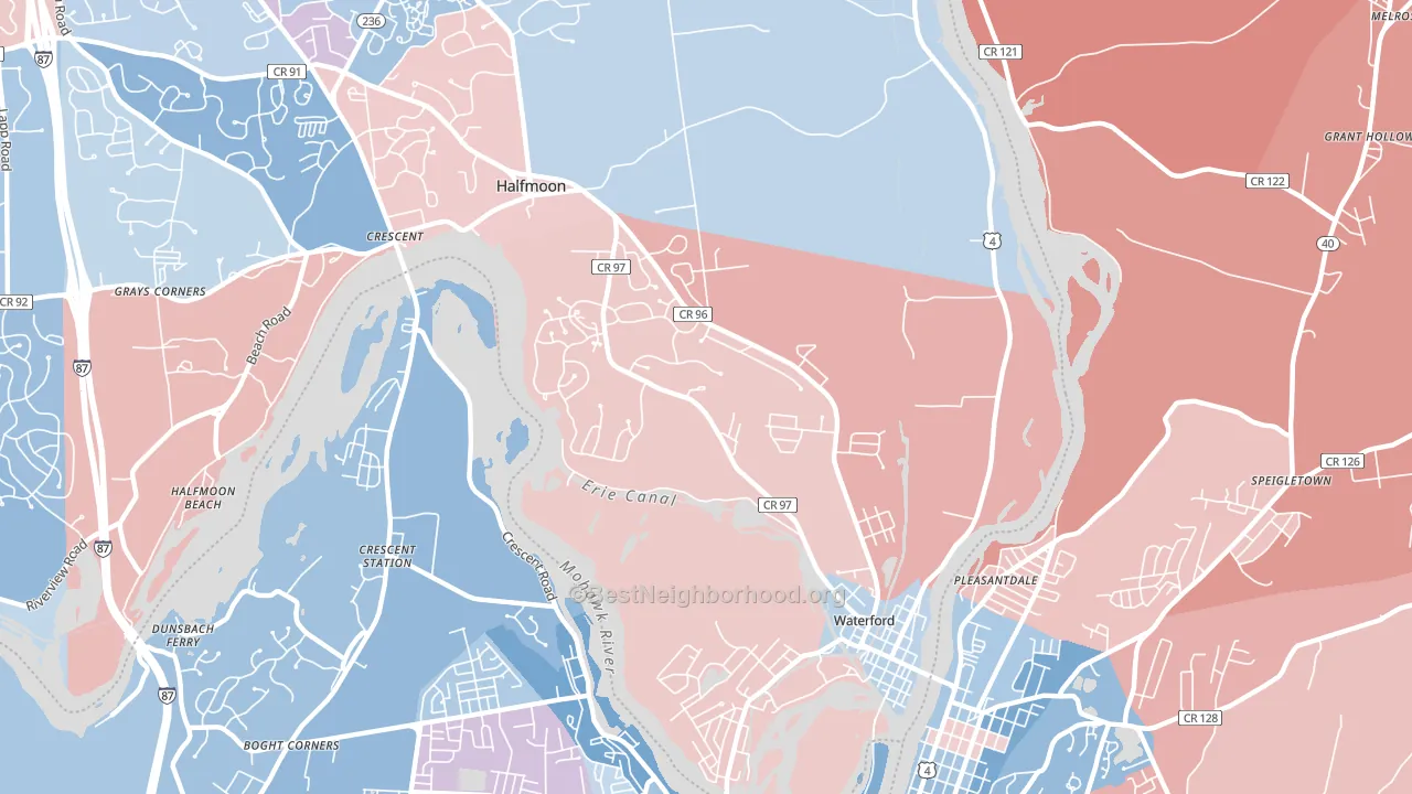 Waterford, NY block-group political-lean map