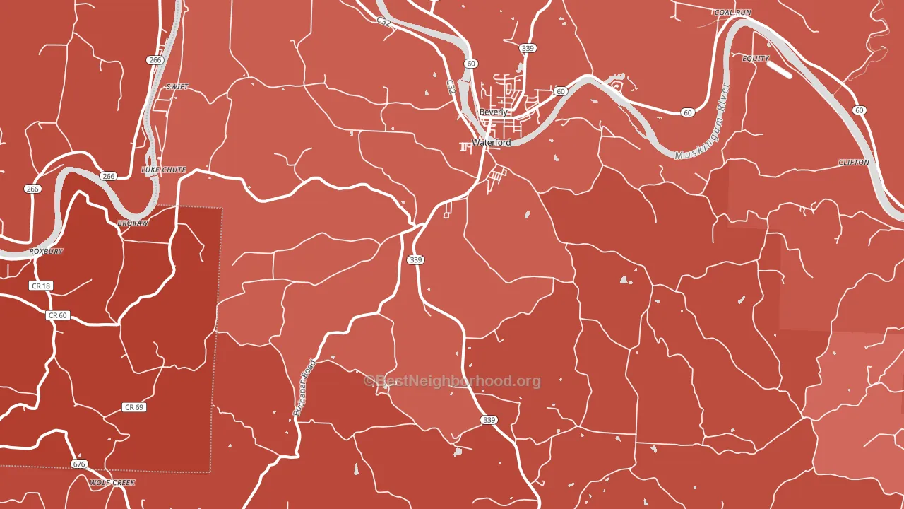 Waterford, OH block-group political-lean map