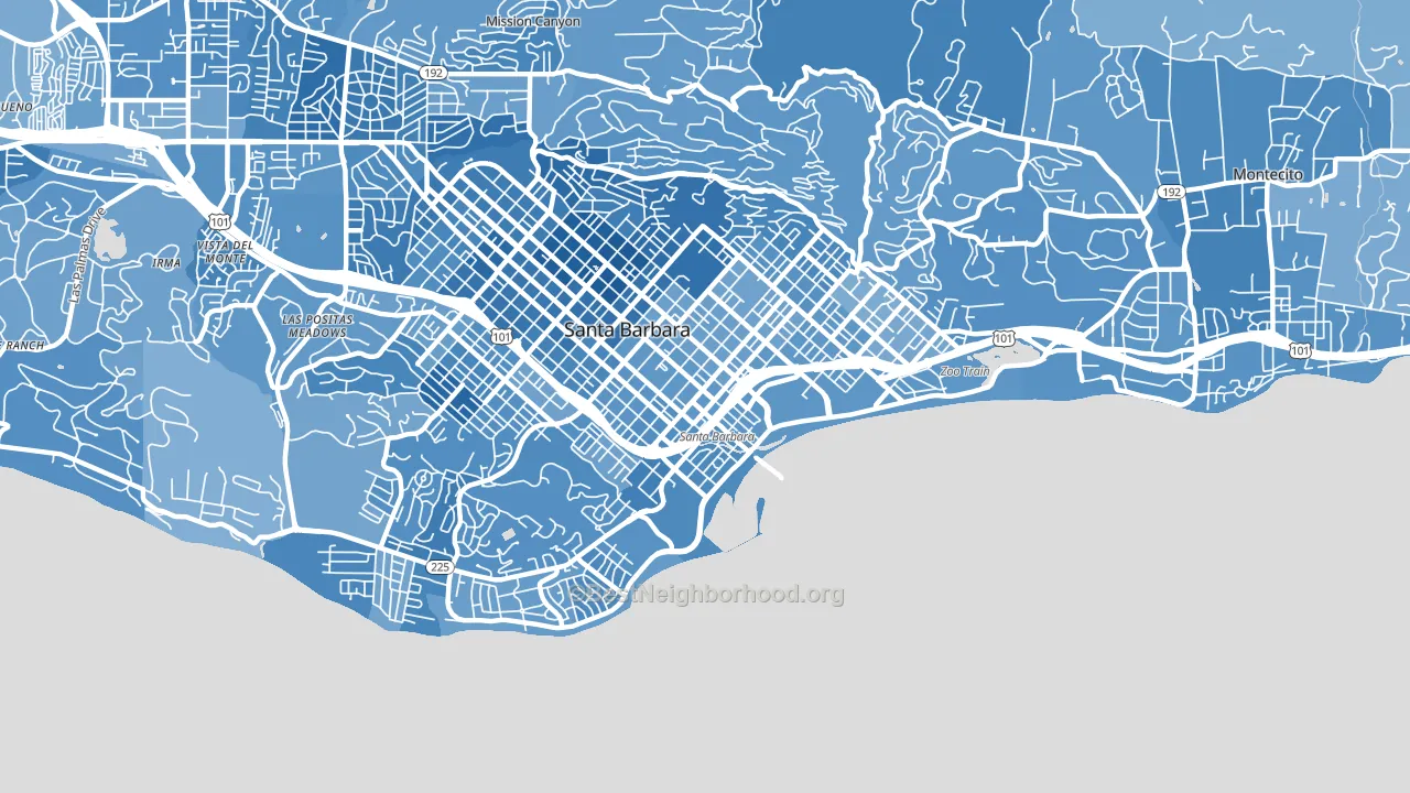 Waterfront, Santa Barbara, CA block-group political-lean map