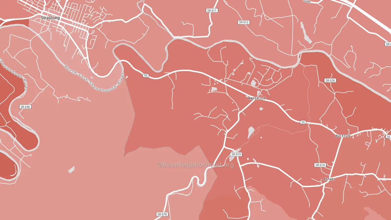 Waterlick, VA block-group political-lean map