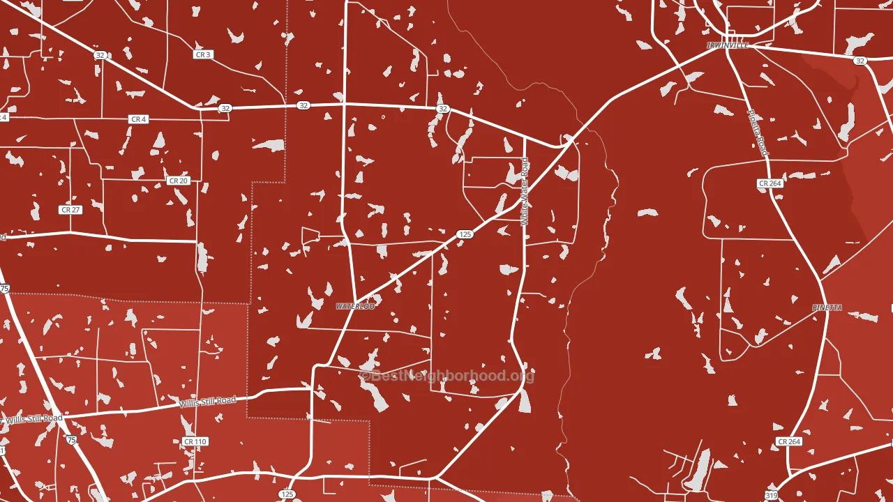 Waterloo, GA block-group political-lean map
