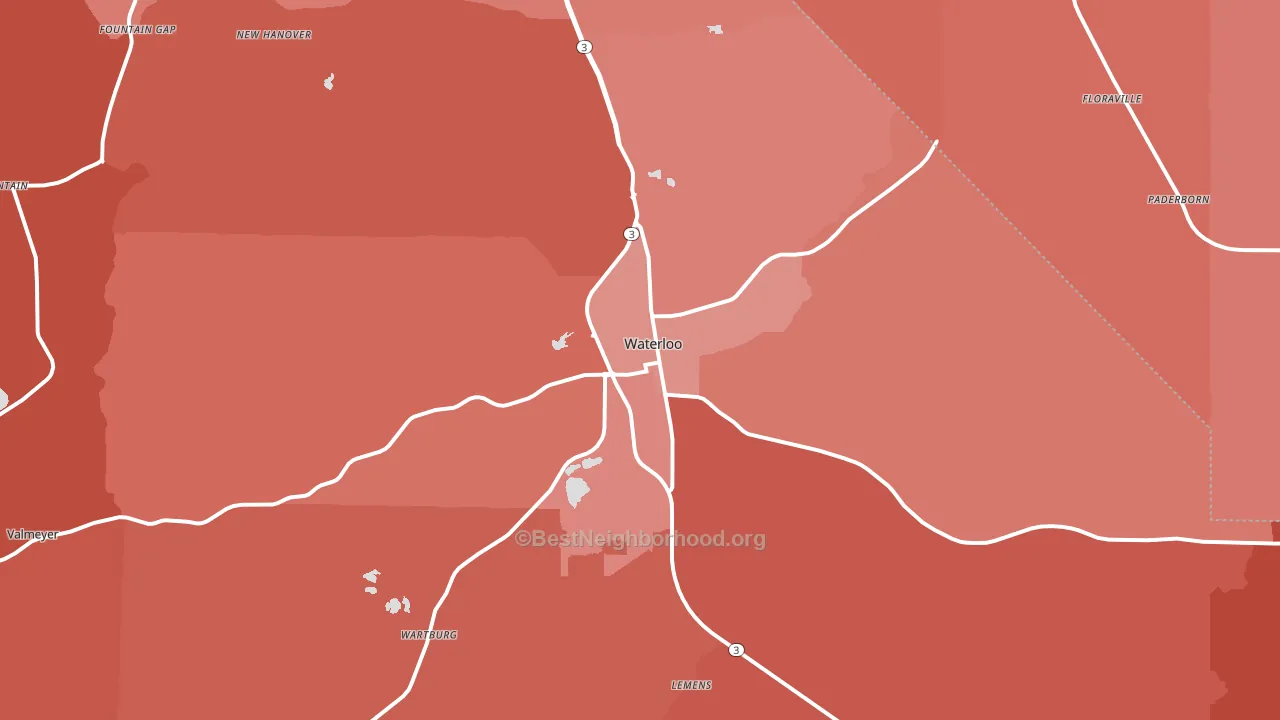Waterloo, IL block-group political-lean map
