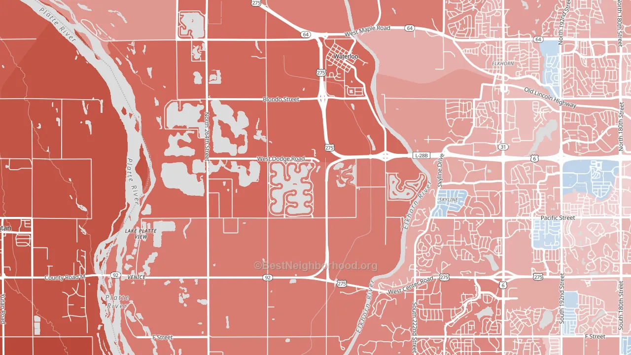 Waterloo, NE block-group political-lean map