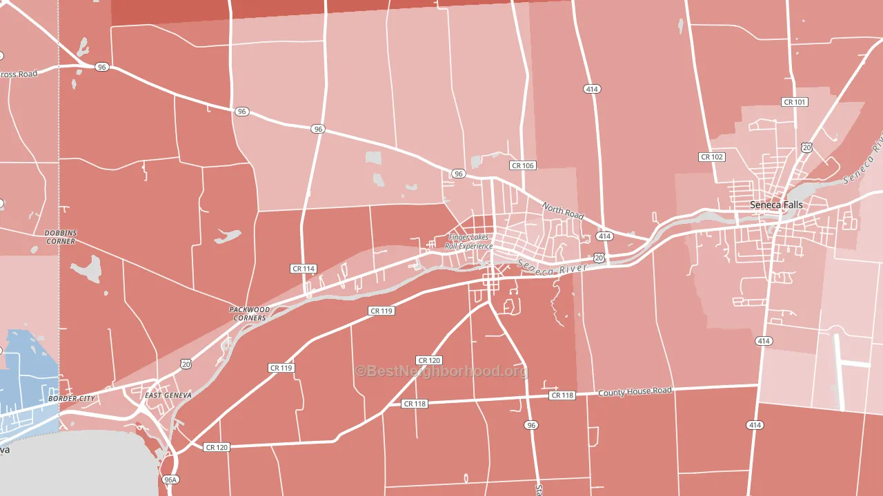Waterloo, NY block-group political-lean map