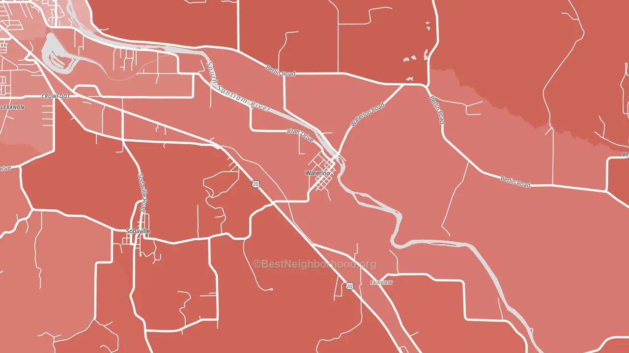 Waterloo, OR block-group political-lean map
