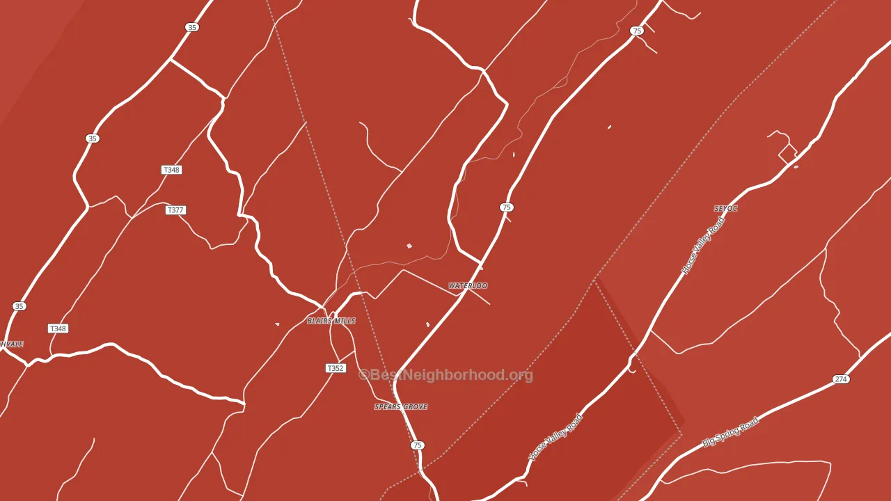 Waterloo, PA block-group political-lean map