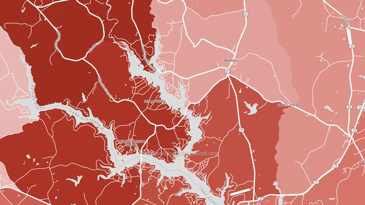 Waterloo, SC block-group political-lean map