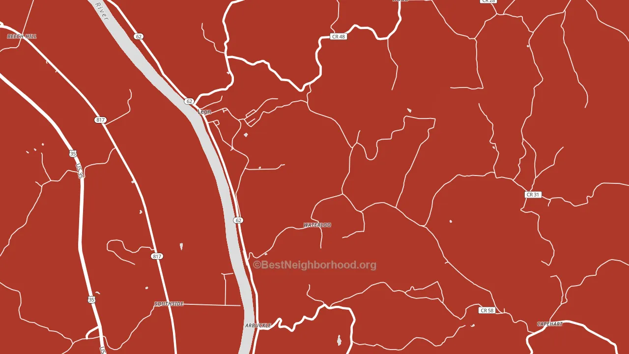 Waterloo, WV block-group political-lean map