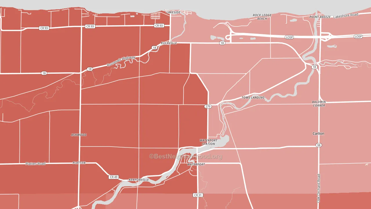 Waterport, NY block-group political-lean map