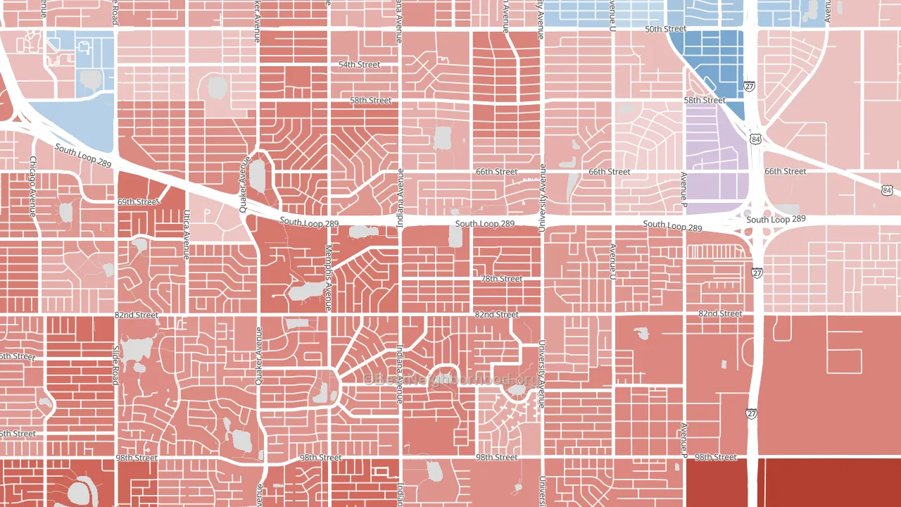 Waters, Lubbock, TX block-group political-lean map
