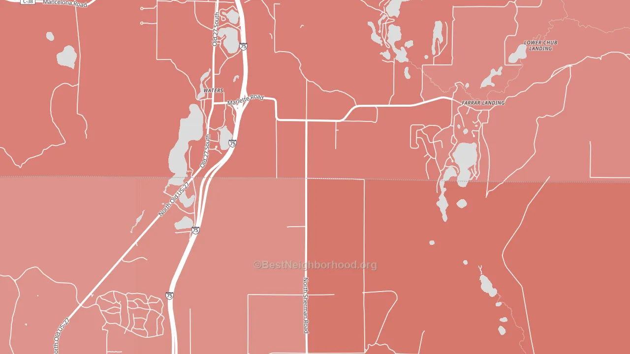 Waters, MI block-group political-lean map